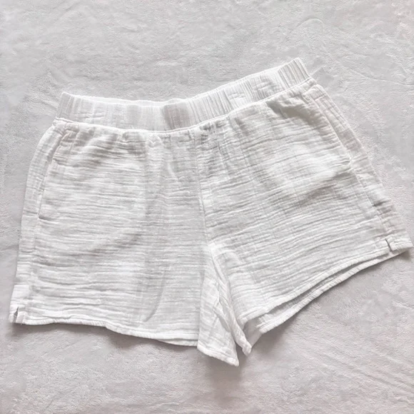 L.L. BEAN White Cloud Gauze High Rise Cover-Up Shorts--NWT--L - Picture 2 of 12